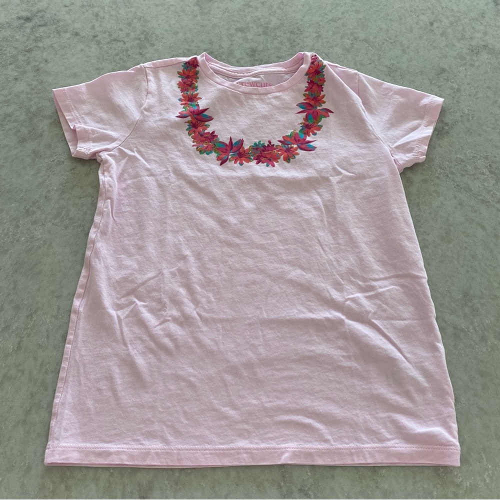 Crewcuts Girls' Floral Lei Necklace Graphic Tee - Size L (10/11)